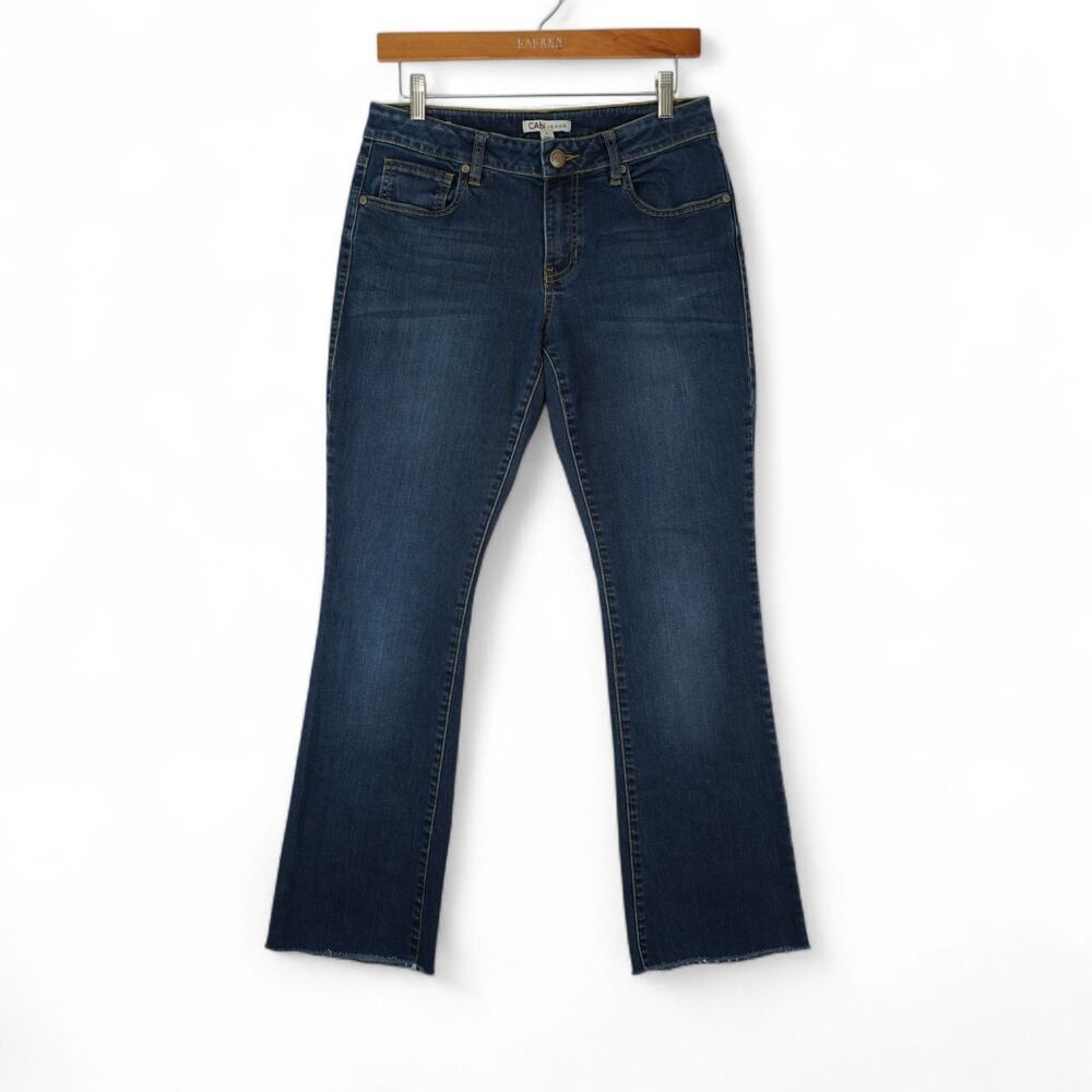 Cabi Jeans Womens 6 (30x29.5) Bootcut Raw Hem Stretch Denim‎ Mid Rise Dark Wash